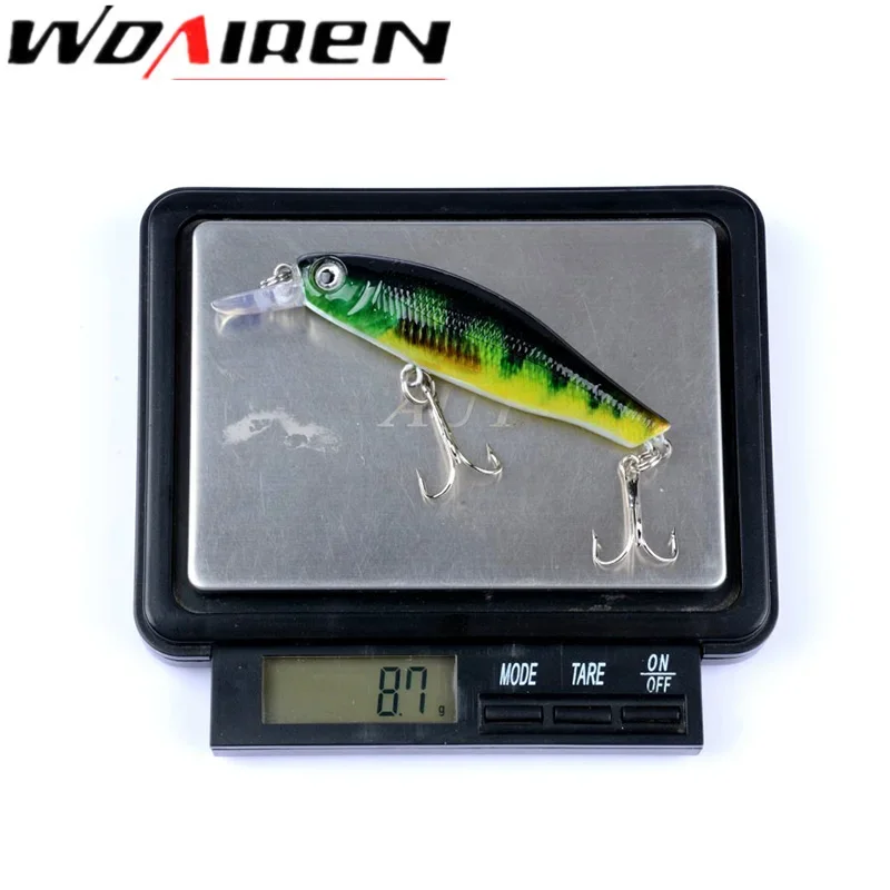 1 Pc Minnow Wobblers señuelo de Pesca 8,5 cm 8,5g Artificial cebo duro con 2 anzuelos Iscas aparejos de Pesca Para Pesca WD-381 - imagen 5