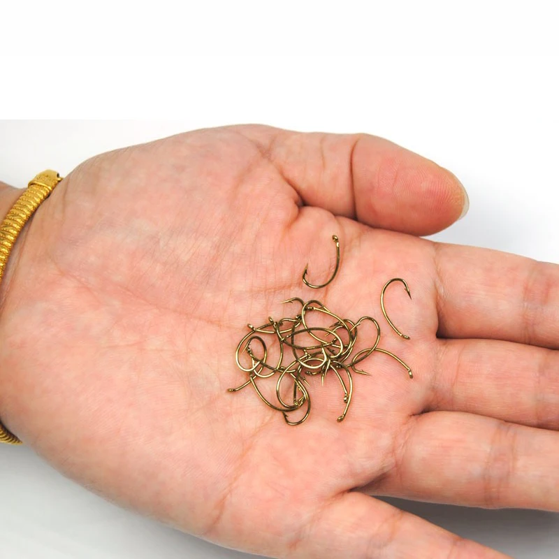 Wifreo-anzuelos para moscas de Super Deal, 500 piezas, ninfa, Bug, camarón, Pupae, larvas, Caddis, ganchos para atar moscas, #8, #10, #12, #14, #16, bronce dorado - imagen 3