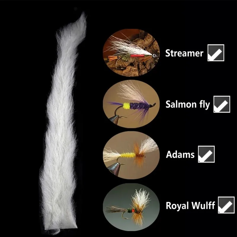 Royal Sissi, 1 Uds., cola de becerro blanca natural, colas kip, pelo suave arrugado, materiales para atar moscas para trucha, mosca, salmón, colas y alas - imagen 2