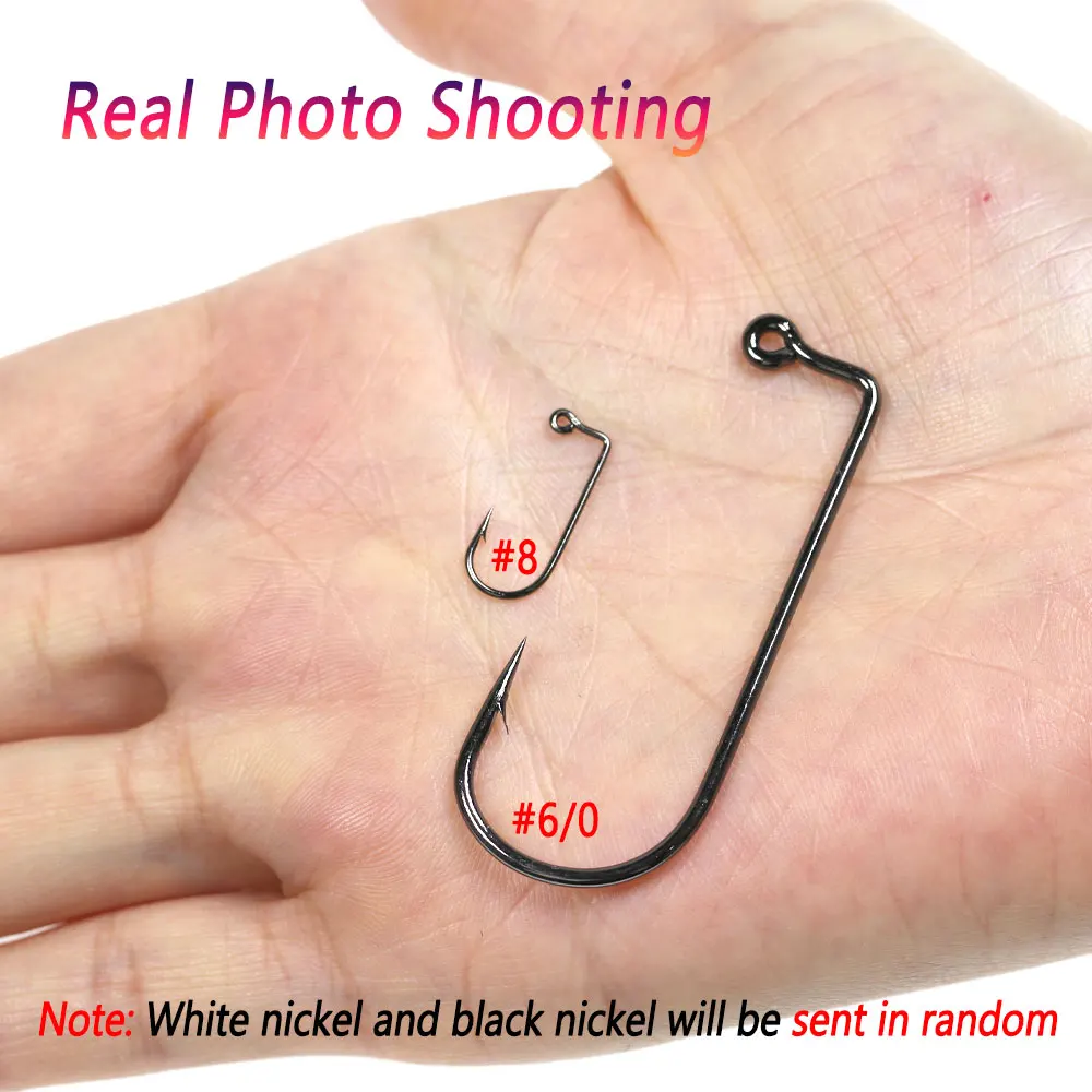 Bimoo 20 piezas 8 # ~6/0 # Gancho de plantilla Aberdeen de 90 grados, acero rico en carbono, espacio ancho, doblado, agua salada, vástago largo forjado, ganchos de gusano suave - imagen 5