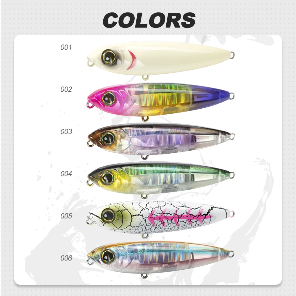 D1 Topwater-señuelo de pesca con lápiz 3DR, cebo flotante reflectante de 80mm/100mm, aparejos de pesca de lubina - imagen 5