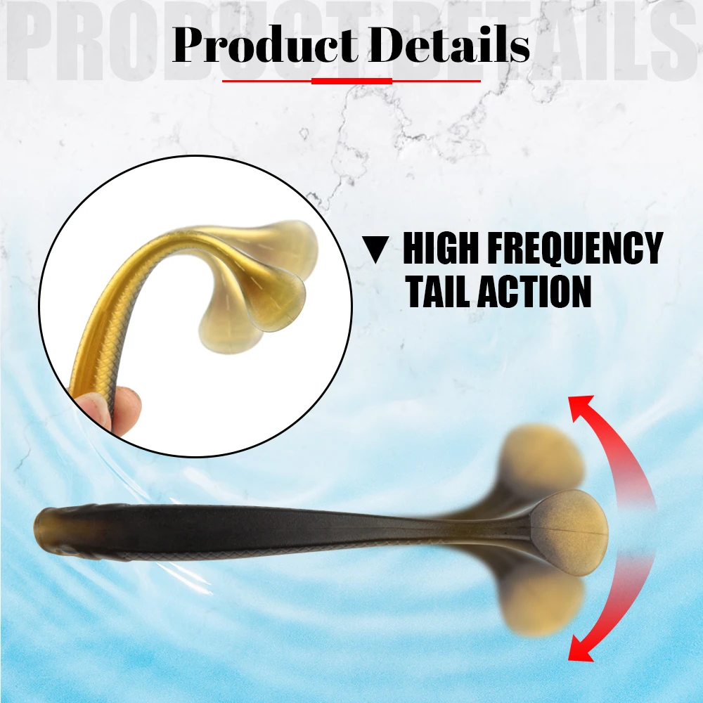 Spinpoler 5,5 cm 8cm 9,5 cm cola de paleta Minnow Shad señuelo suave cebo de natación silicona forma de pez falso cuerpo 3D ojo aparejo Jighead aparejos - imagen 4