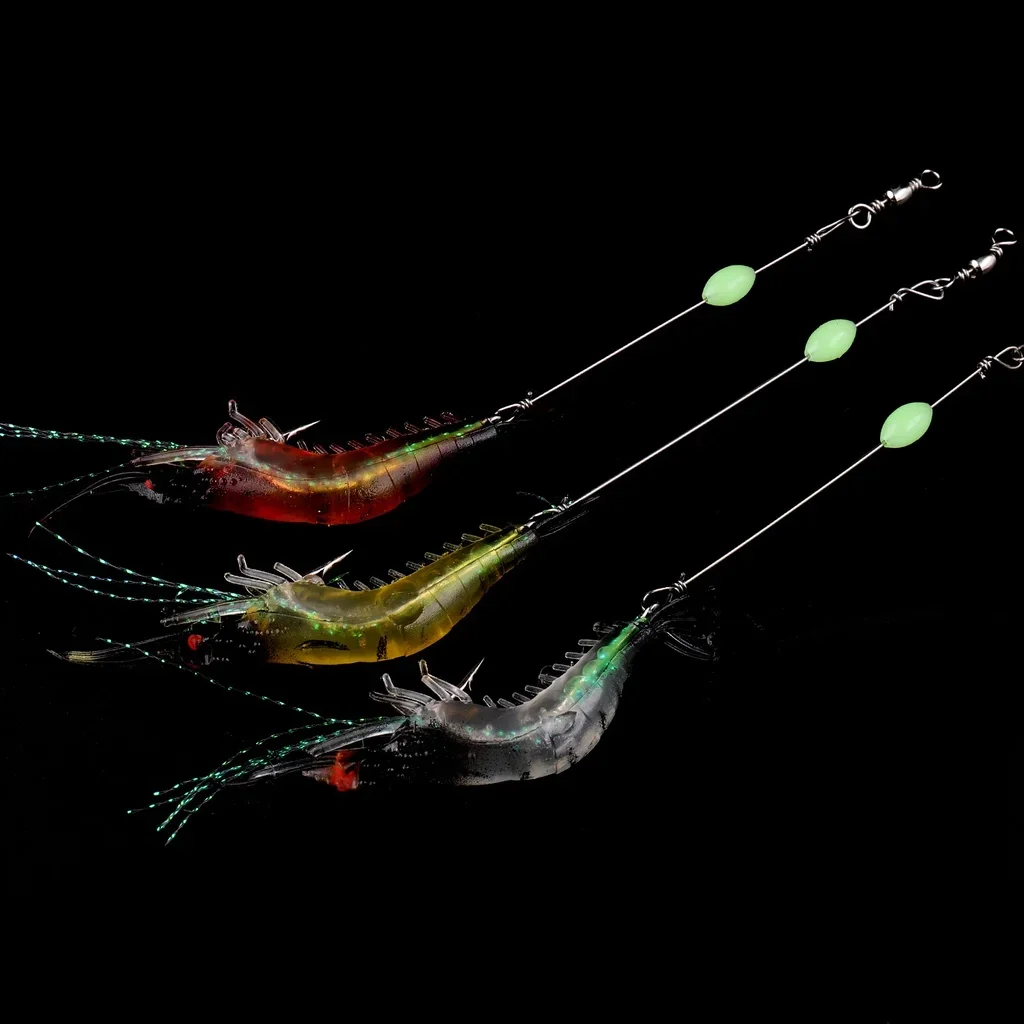 Sougyilang-señuelo de pesca de camarón suave, luminoso, con gancho giratorio, de silicona Artificial, para Lago y mar, 2 piezas, 9cm, 6g - imagen 5