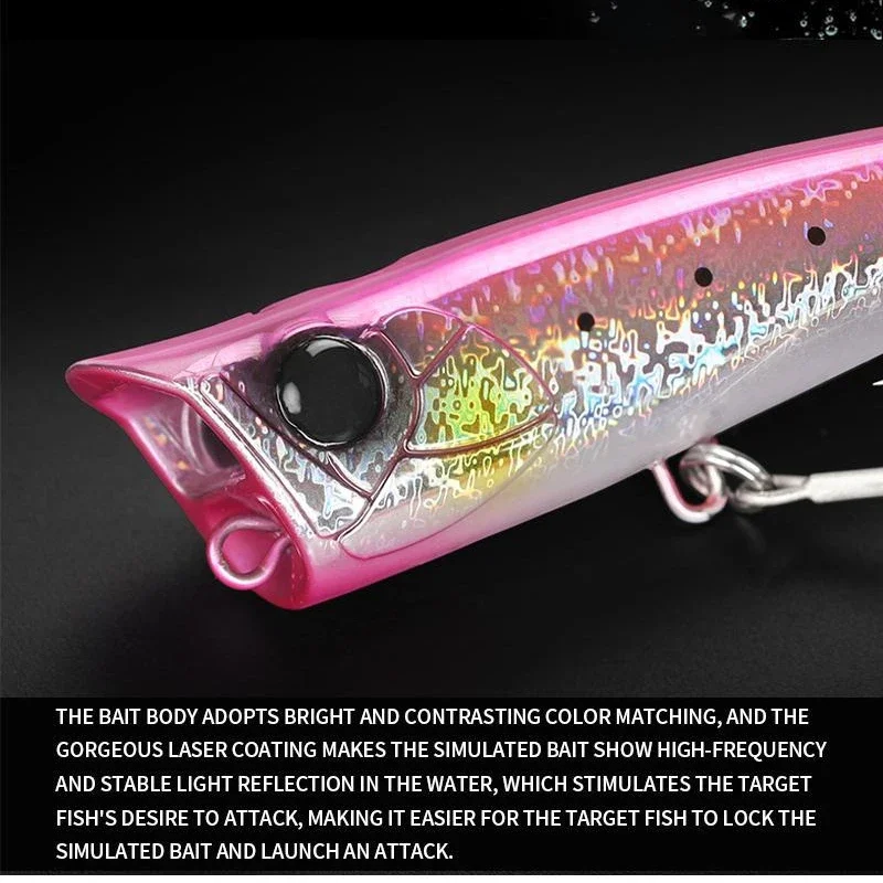 Señuelos de Pesca Topwater Popper, cebo duro Artificial flotante con pulverizador de agua, Swimbait para lubina de agua salada, 95mm, 24g - imagen 5
