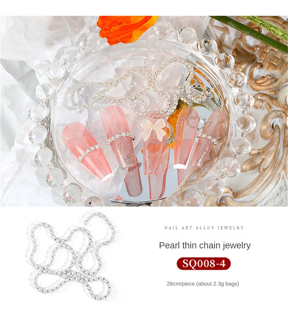 Joyería de cadena delgada de perlas S0008-4 28m pieza, aproximadamente 2