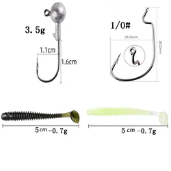 Kit Jig Heads 3,5g con vinilos 5cm 0,7g aparejos de pesca