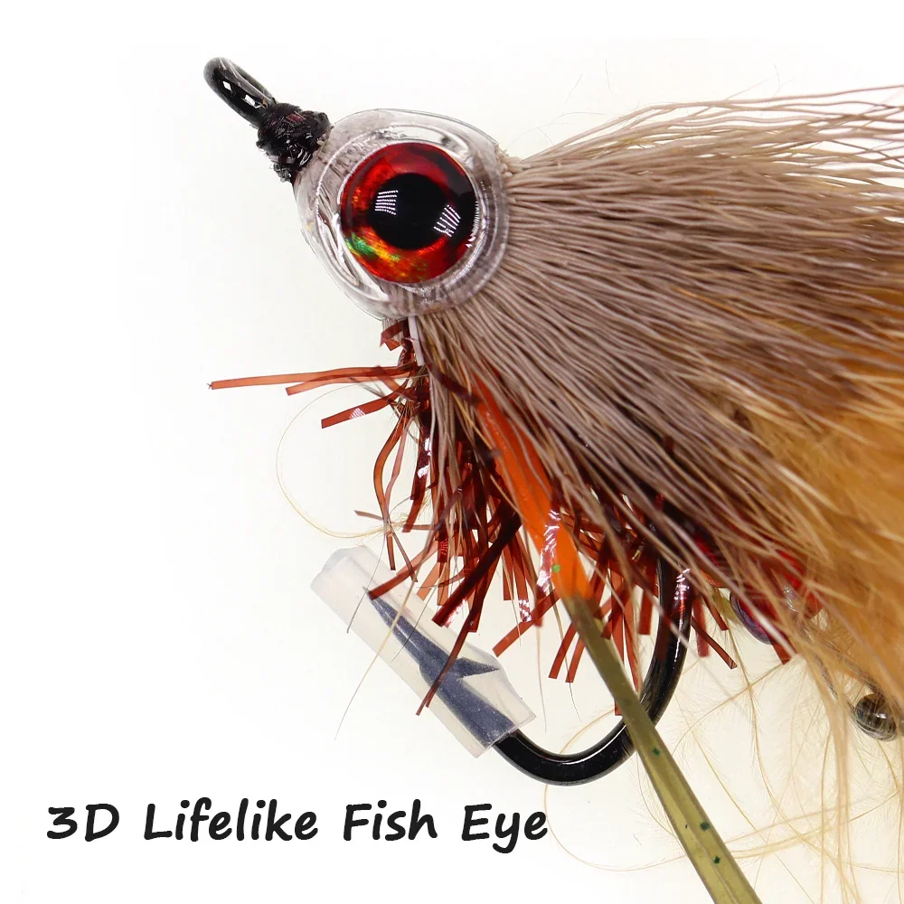 Wifreo 2 uds/4 Uds circo maní serpentina articulada 3D ojo de pez ciervo pelo Stinger moscas trucha lubina Pike Muskie Señuelos de Pesca - imagen 4