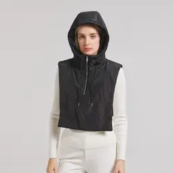 Gorro con capucha de cuello falso grueso de algodón, diseño de cremallera, bufanda ultraligera, pasamontañas, sombrero con cordón, sombrero Lei Feng para actividades al aire libre