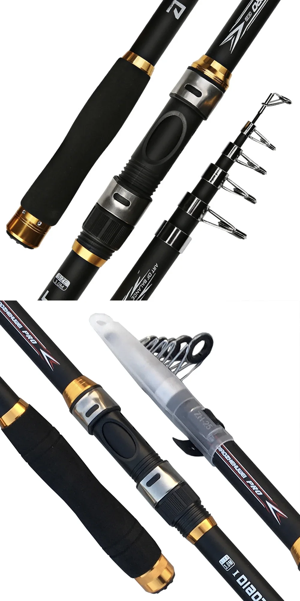 Caña de pesca compacta y versátil para aventuras de pesca