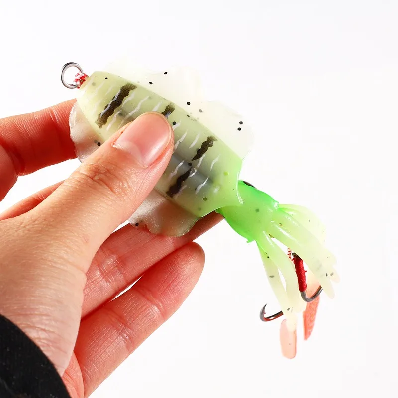 Paquete de señuelo de calamar con anzuelo, señuelo de Pesca de Mar, Jigbait, pulpo biónico, UV luminoso, 60G - imagen 3