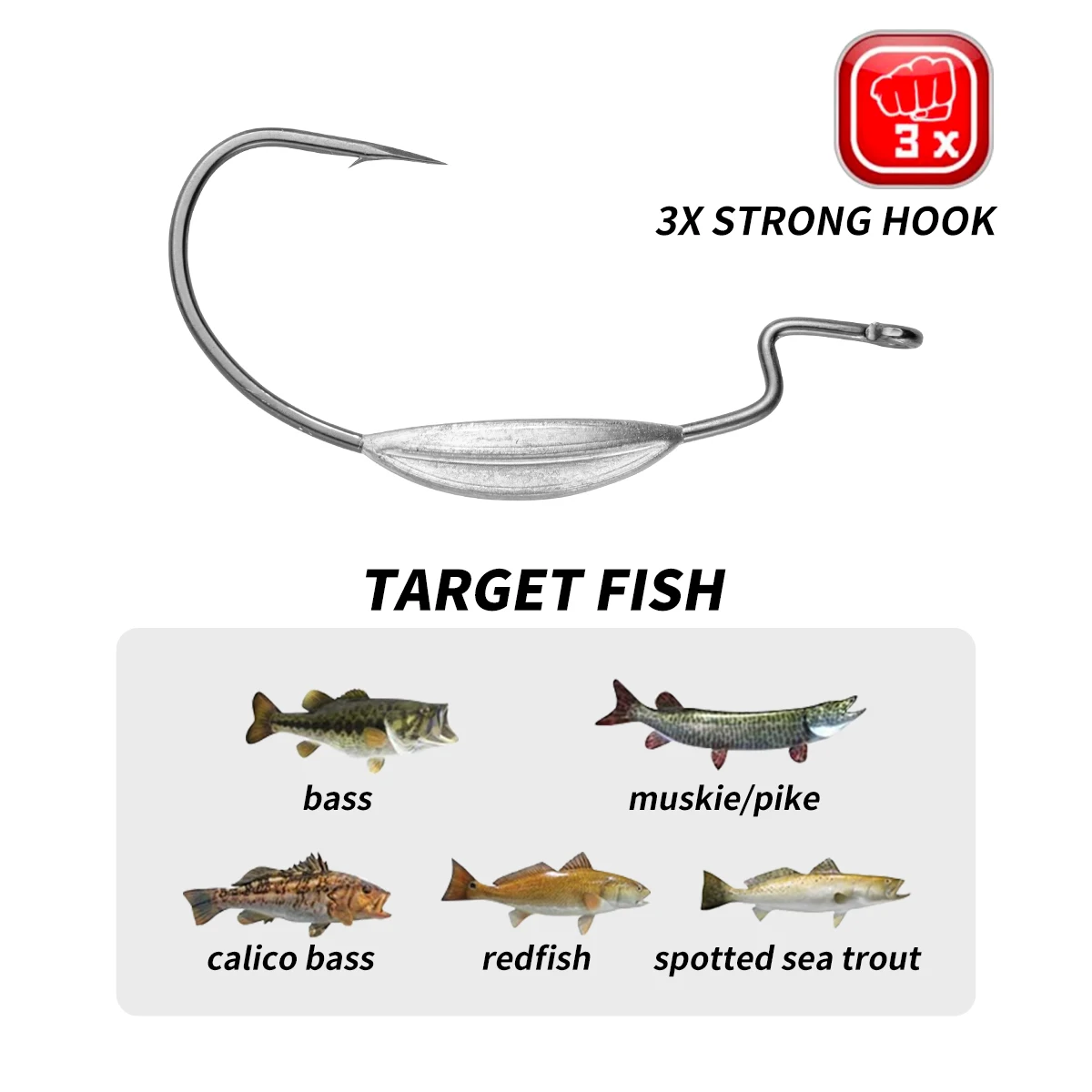 Anzuelos de pesca anzuelos afilados para señuelo suave anzuelo de manivela con plomo anzuelo ultraligero 3X anzuelo fuerte - imagen 3