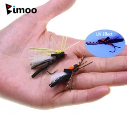 Bimoo Moscas secas saltamontes con patas de goma para trucha lubina