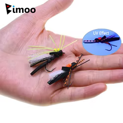 Bimoo Moscas secas saltamontes con patas de goma para trucha lubina