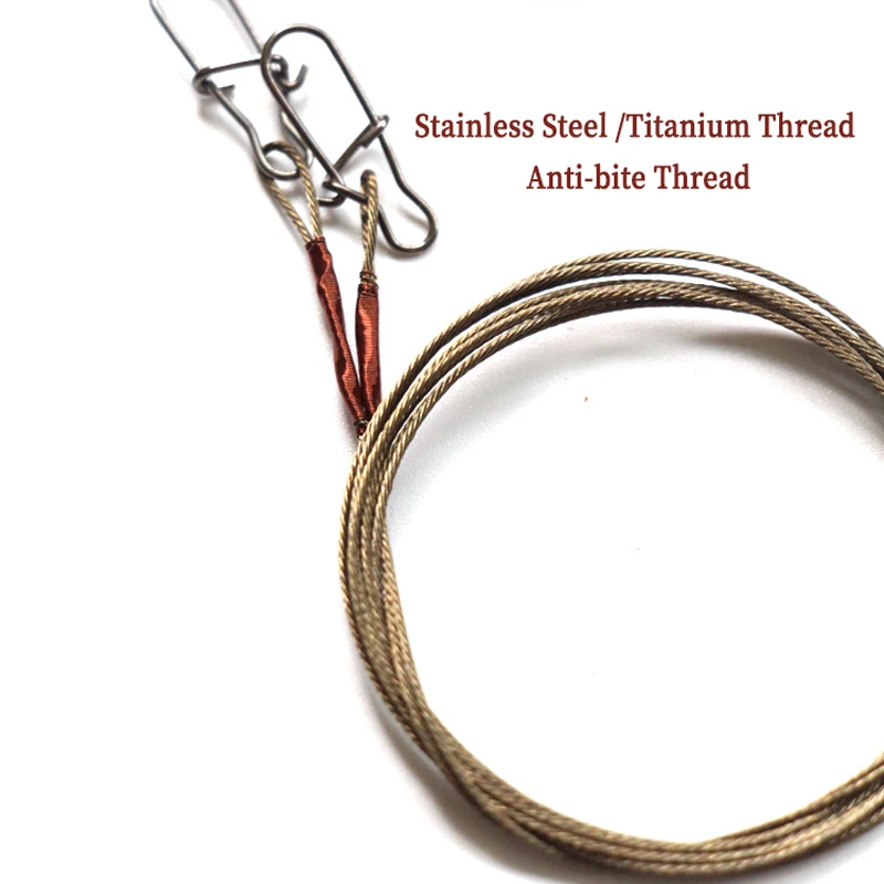 2 unid/bolsa líder de alambre de acero inoxidable línea de pesca de titanio con giratorios a presión correa Leadcore antimordida accesorios de pesca aparejos - imagen 5