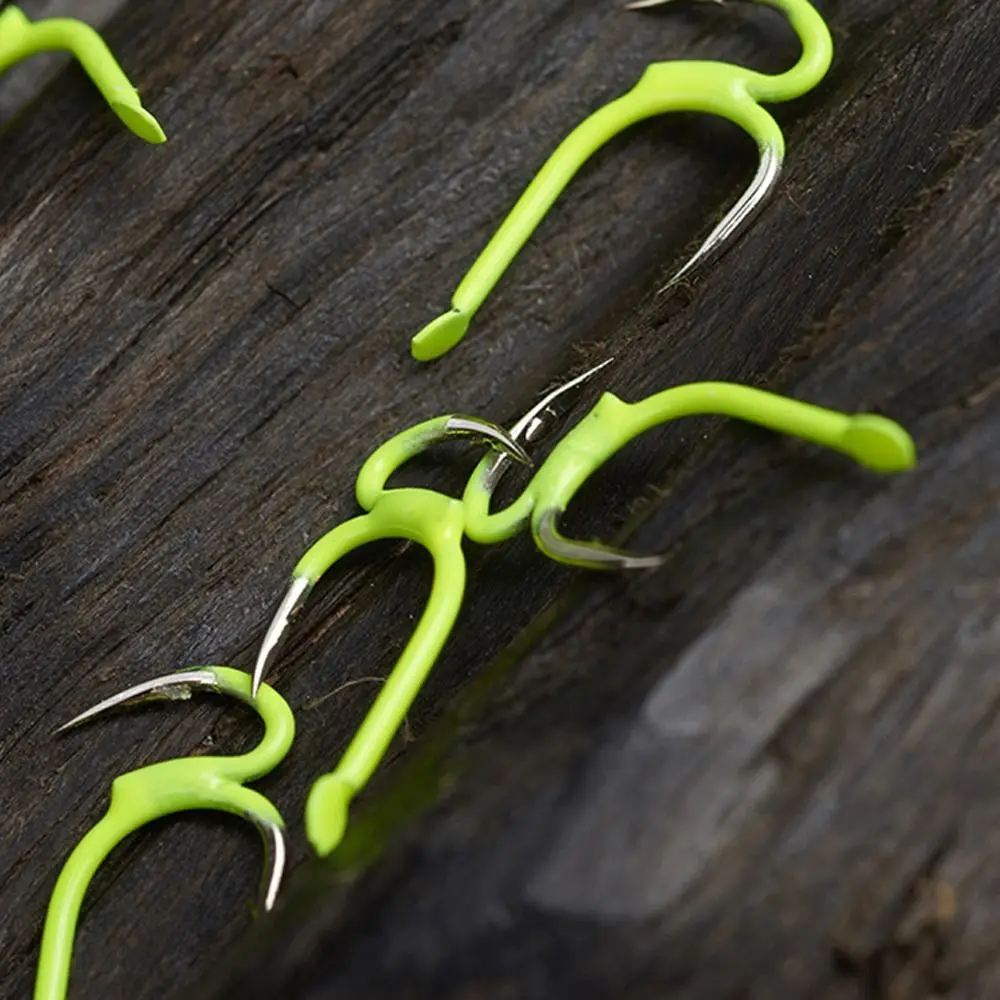 Juego de anzuelos de pesca de acero de alto carbono, conjunto de dos puntas de resistencia, ganchos de pesca dobles con púas, 10 Uds./lote - imagen 4