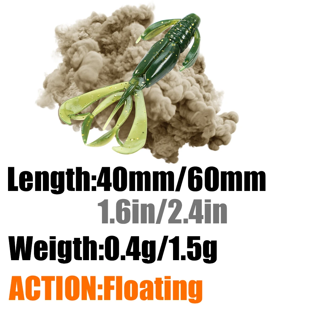 PEAK flotante Crazy Flapper Señuelos de Pesca 40mm/60mm Señuelos de Pesca blandos cebos de silicona suave camarones lubina Peche aparejos de pesca - imagen 5
