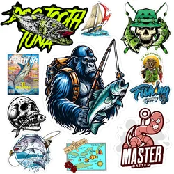 Pegatinas de pesca NUNATAK 50P/1 bolsa, caja de pesca, pegatina de caja de señuelos, pegatina impermeable, pegatina de pesca de mar, pegatinas de peces lubina