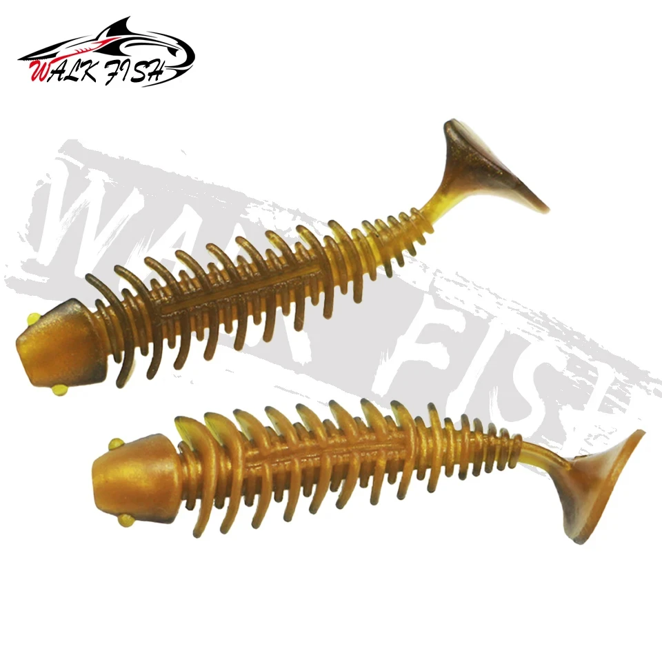 WALK FISH-señuelo suave de silicona, 10 Uds., 37mm/55mm, 45mm, 60mm, cola en T, señuelo suave, Señuelos de Pesca Swimbait Wobblers, plantilla artificial - imagen 4