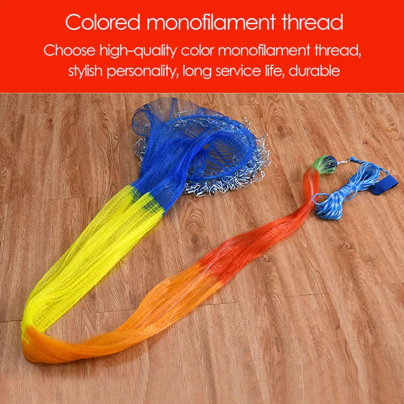 Lawaia Red de Pesca para Lanzar a Mano, Red de Aterrizaje, Red de Pesca, Malla Pequeña Fundida, Fácil de Lanzar, Moda de Pescado, Multicolor