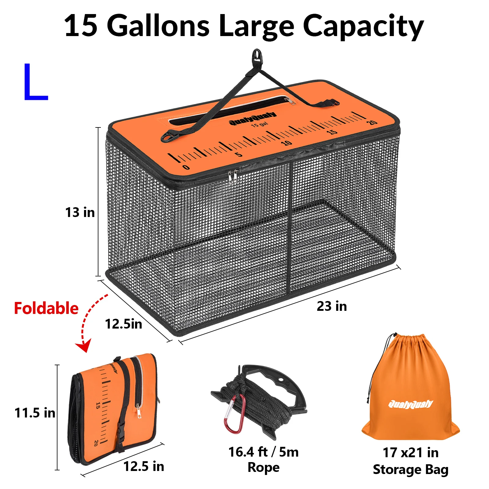 Cesta de retención flotante para peces vivos – Malla nailon plegable - imagen 3