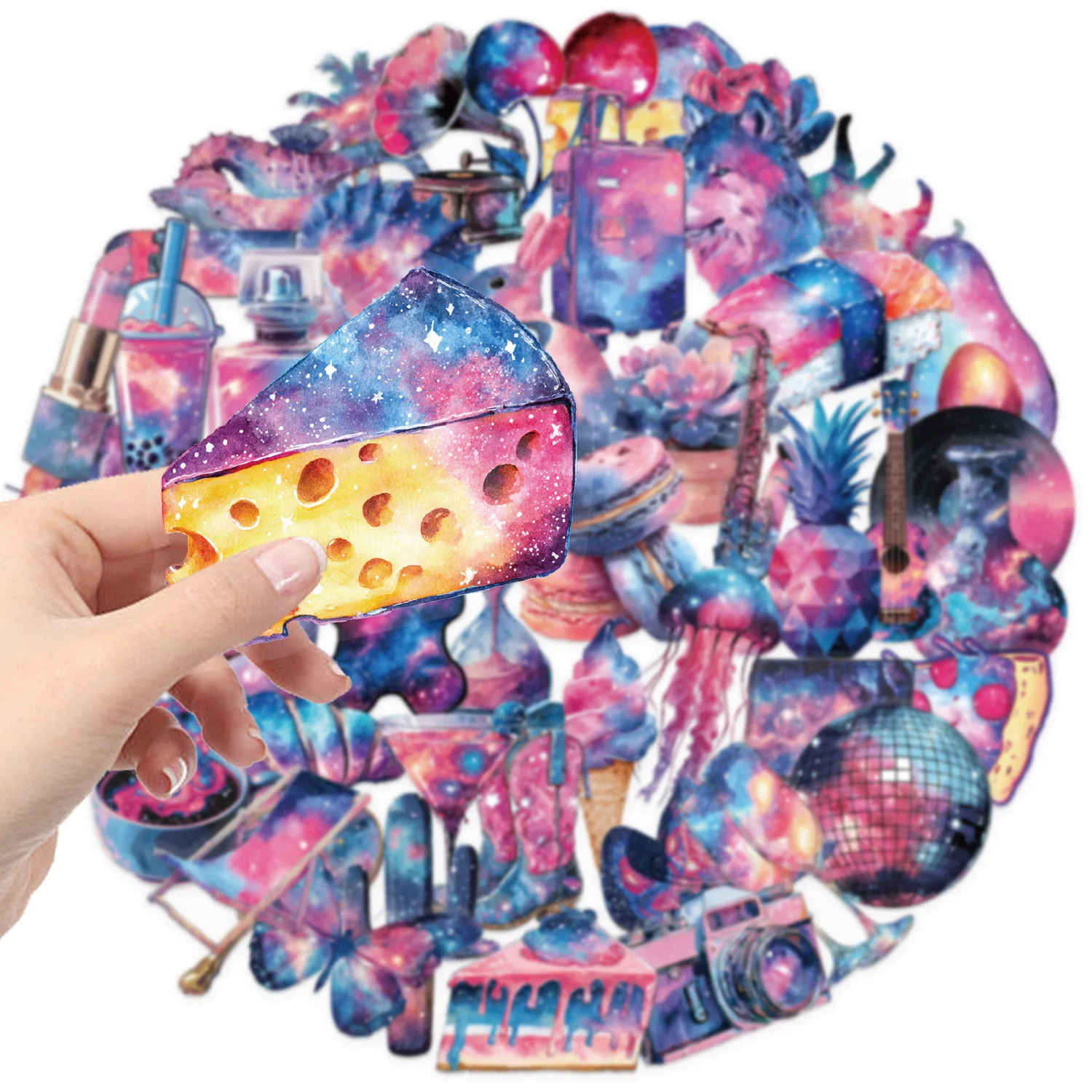 50 Uds. De pegatinas transparentes para mascotas, artículos de cielo estrellado, rosa y azul, álbum de recortes, teléfono, guitarra, maleta para portátil, calcomanías impermeables, juguetes - imagen 3