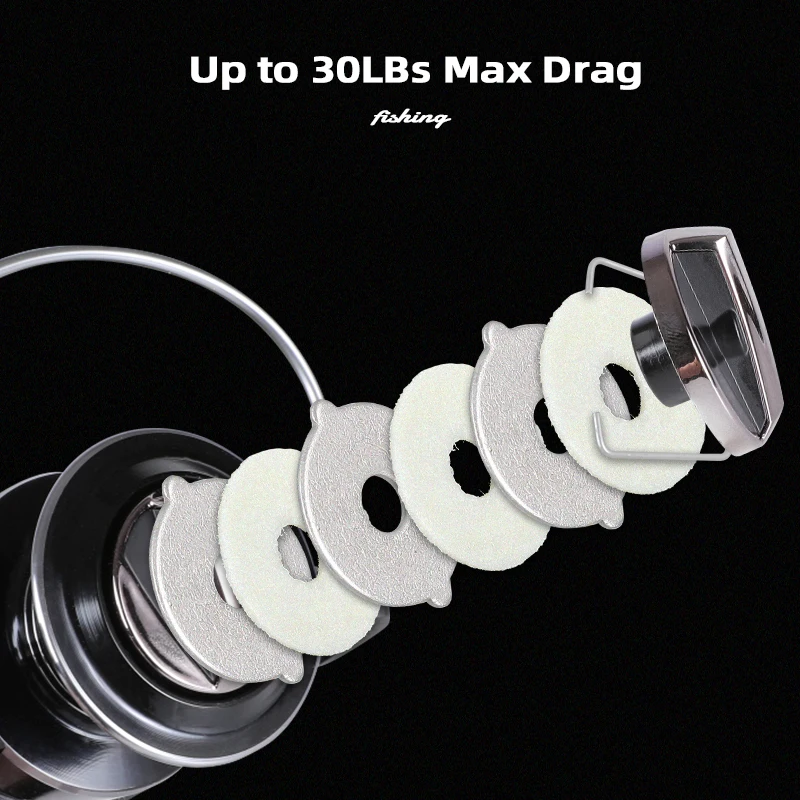MIFINE CHATOYANT-Carrete de pesca giratorio, potente, arrastre máximo de 30 libras, freno doble, 5,2: 1, 3000-6000 accesorios de pesca de carpa - imagen 5