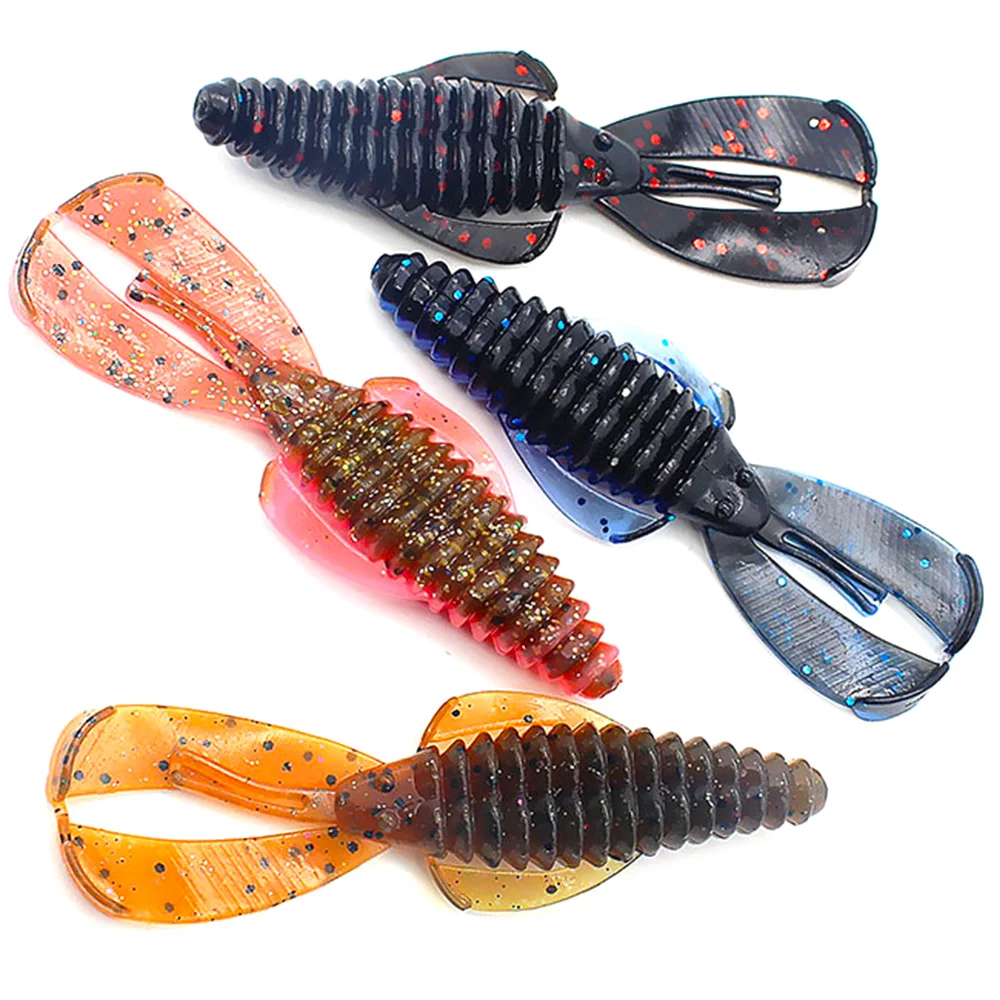 Un grupo de señuelos de pesca con diferentes colores y patrones