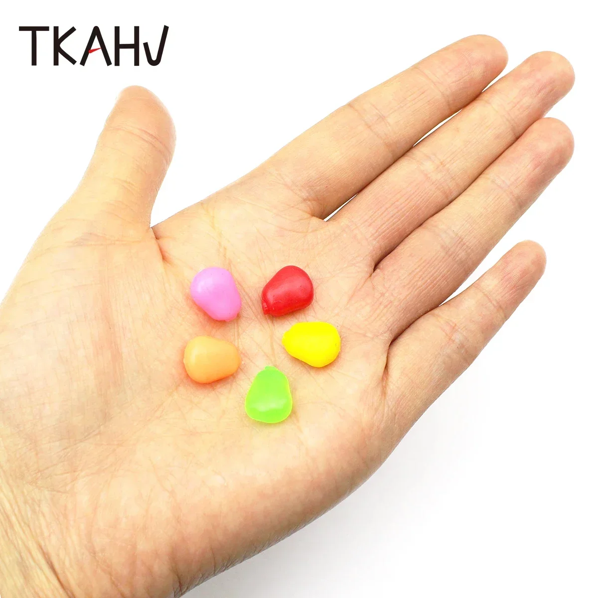 TKAHV 100 unids/kit 1cm hierba de maíz cebo de gusano señuelo de pesca suave silicona Artificial simulación biónica carpa lubina Swimbait aparejos - imagen 5