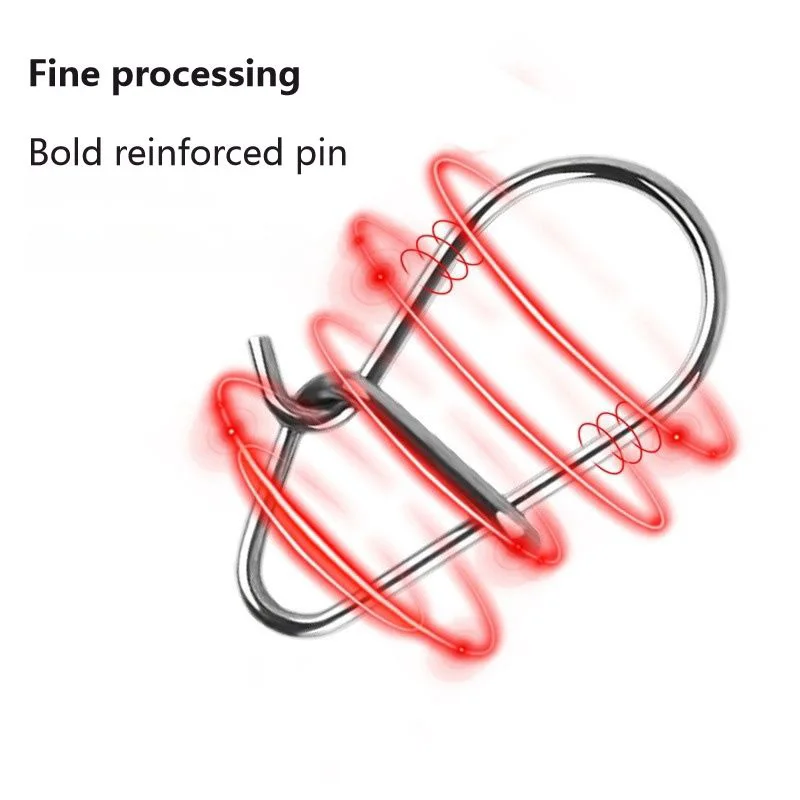 50 piezas-100 piezas 00 # -3 #   Pesca bonito gancho Snap Pin 304 barril de Pesca de acero inoxidable conector de señuelo giratorio accesorios Pesca - imagen 3