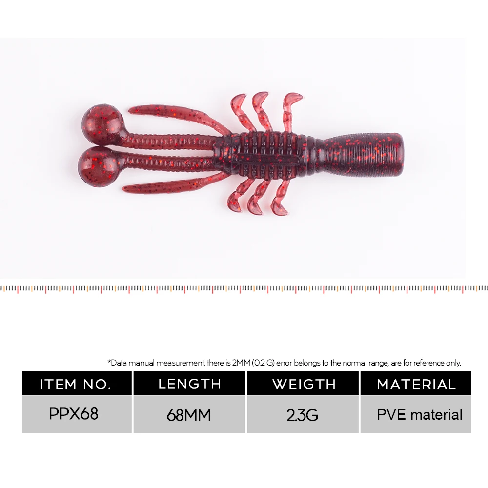 Hanlin-señuelo de Pesca flotante, cebo blando de 8 piezas, 68mm/2,3g, de plástico, para camarones, langostas, gusanos, sábalo, Anguila, aparejos de lubina - imagen 2