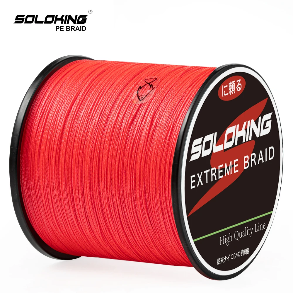 Línea de pesca SOLOKING PE, línea trenzada de 300m/500m/1000M, línea de pesca multifilamento súper fuerte para trucha, alambre de señuelo de 10LB-80LB