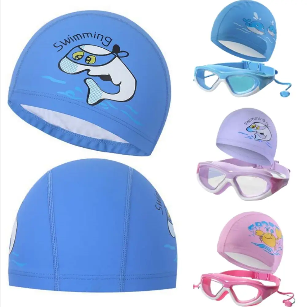 Waterproof Children's Swimming Cap Hair Protection Clear Vision Kids Swimming Glasses Anti-fog Cartoon Boys Swimming Caps - imagen 2