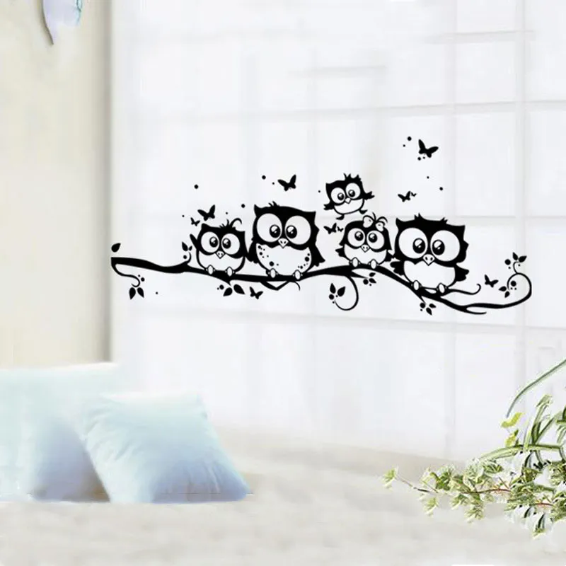 Adhesivo de pared de búhos, árbol, animales, dormitorio, búho, mariposa, decoración del hogar, sala de estar, mariposa para habitaciones de niños - imagen 3