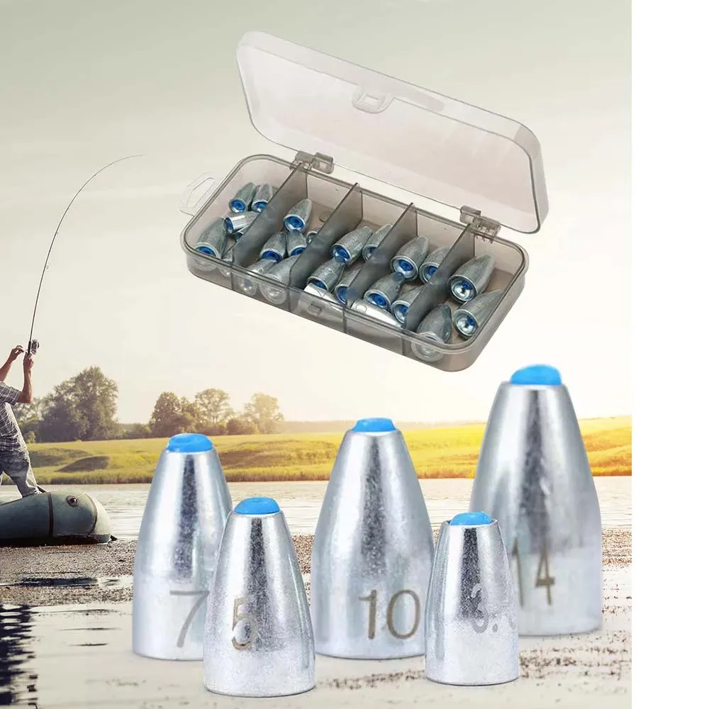 JSFUN 25 uds. Plomo de pesca antideslizante 3,5g/5g/7g/10g/14g, accesorios de pesca para lubina, trucha y más - imagen 5