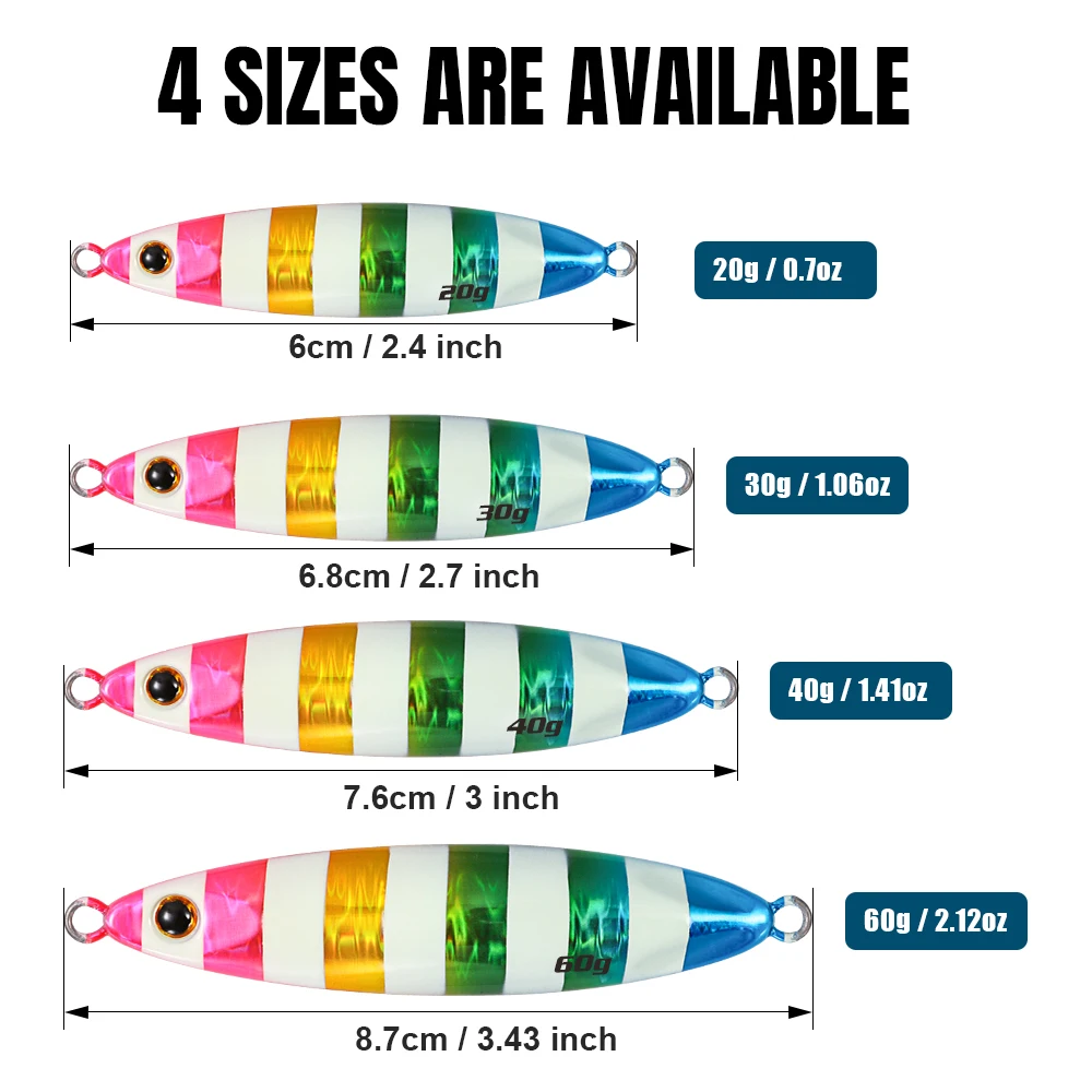 CASTFUN 20g 30g 40g 60g plantillas de paso lento plantilla de Metal de fundición larga señuelo de Jigging de orilla Señuelos de pesca de mar cebo Artificial - imagen 2