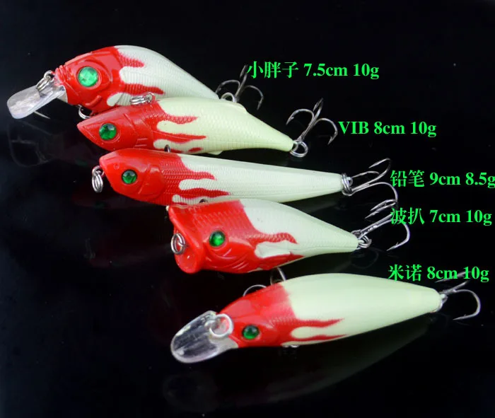 Kit de Señuelos de Pesca VIB Crank Popper Minnow Lápiz Cabeza Roja Cuerpo Blanco Señuelos Duros Artificiales Señuelos Lote 5 Piezas VENTA - imagen 2