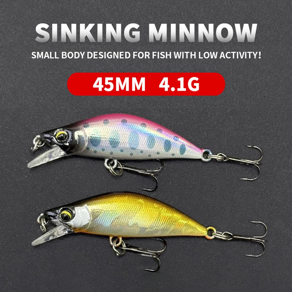 4,5 cm 4,1g Señuelos de Pesca hundimiento Micro Minnow Wobbler cebo duro Artificial Jerkbait Mini accesorios de pesca trucha lubina MN602 - imagen 5