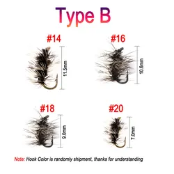 Bimoo Griffith's Gnat mosca seca trucha hackle Grizzly cuerpo Midge