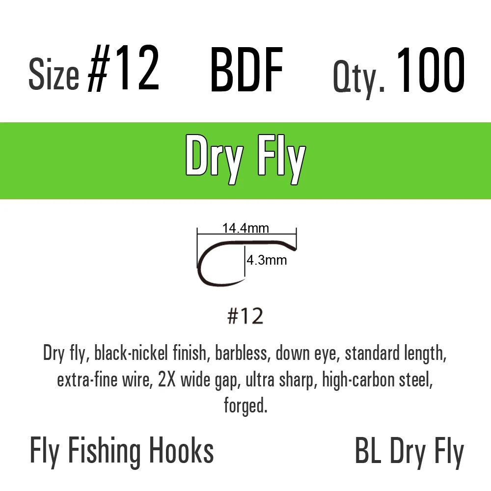 ICERIO-anzuelo de pesca con mosca seca, anzuelo de pesca forjado, Ojo de abajo, sin púas, CDC Mayfly Emerger, 100 Uds.