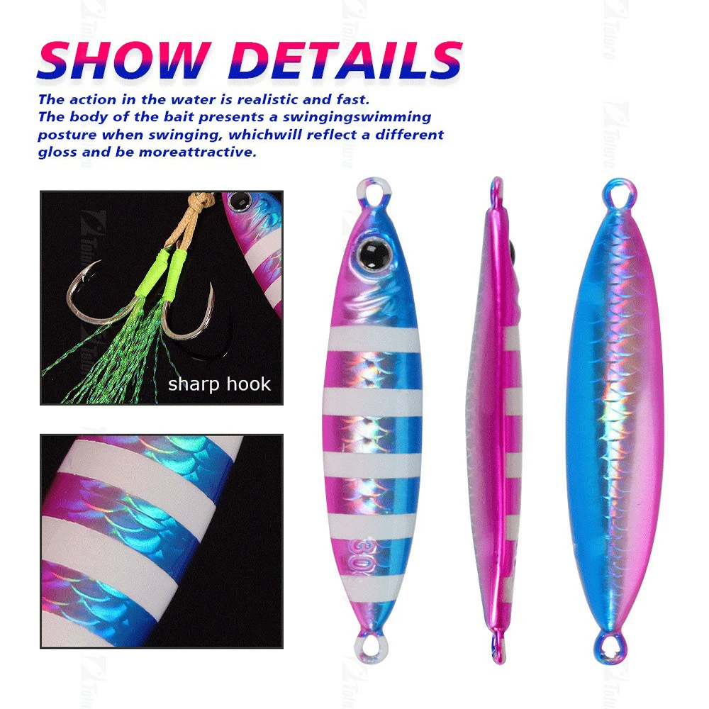 1 unidad 30g40g60g80g señuelo de plantilla de Metal brillante cebo de pesca de mar señuelo de pesca de hundimiento lento aparejos de lubina de agua salada - imagen 4