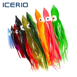 ICERIO-SEÑUELOS luminosos para pesca, cebo de plástico suave, faldas de pulpo, pesca Al curricán, faldas de calamar, agua salada, 2 paquetes