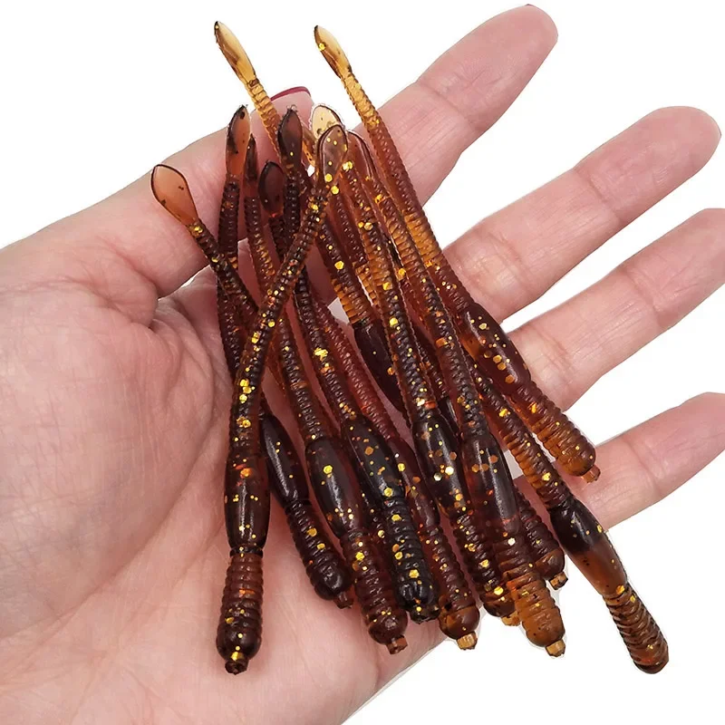 12 unids/lote 8cm 1,1g simulación de lombriz pesca Softbait Artificial Jig Head cebo gusanos señuelo de pesca realista accesorios de aparejos - imagen 4