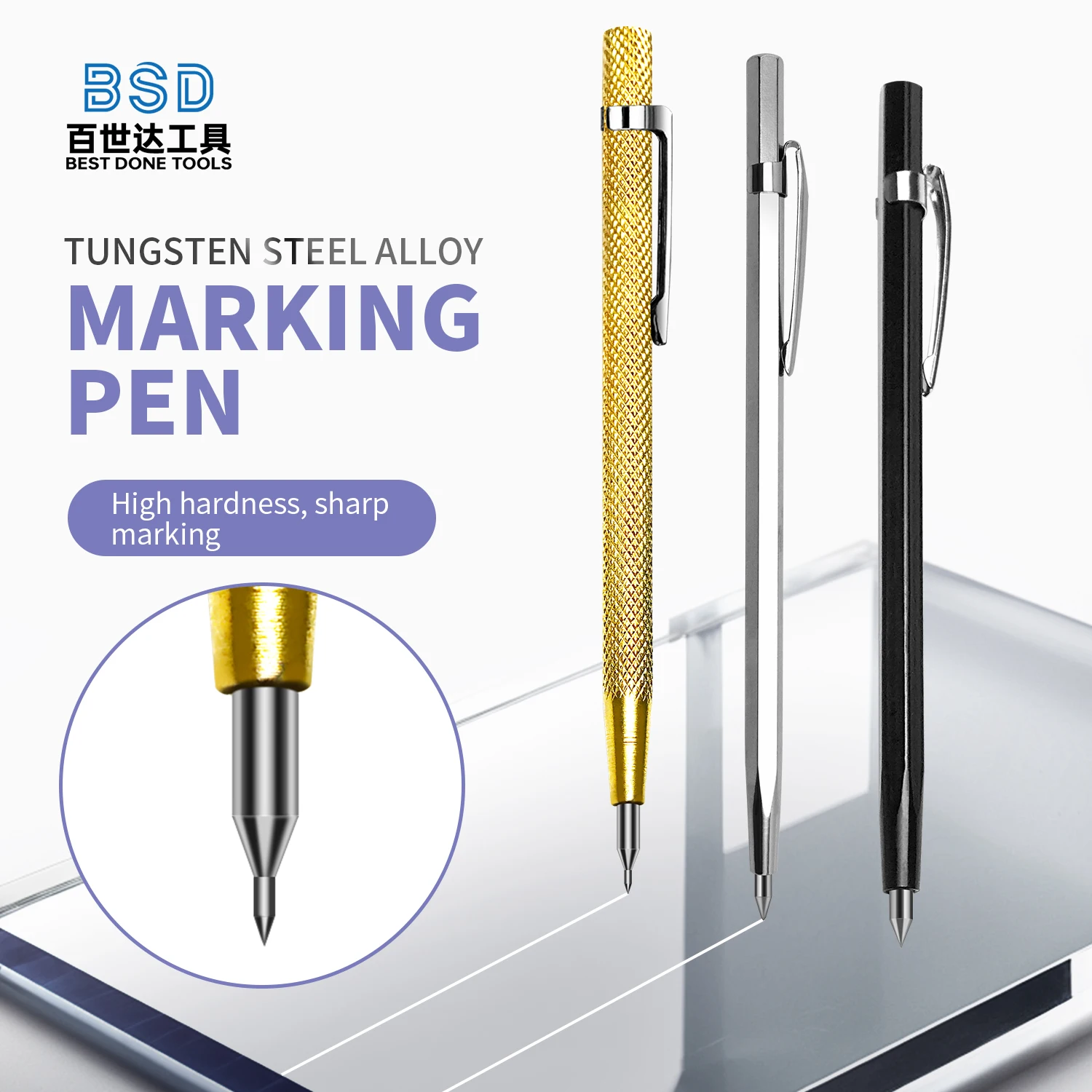 Trazador de carburo estilo bolígrafo de 140 × 8 mm: herramienta multiusos para tallado de vidrio, marcado de cerámica y grabado de piedra