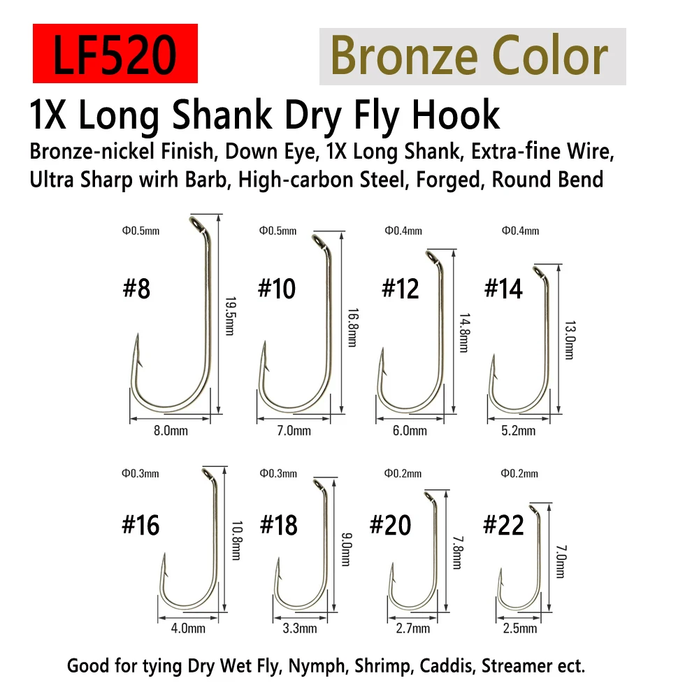 Wifreo 500 piezas # 8 ~ 22 anzuelo de atado de moscas húmedas secas Ninfa Pupae Caddis Scud Midge anzuelo de pesca con mosca señuelo de trucha aparejos de pesca - imagen 3