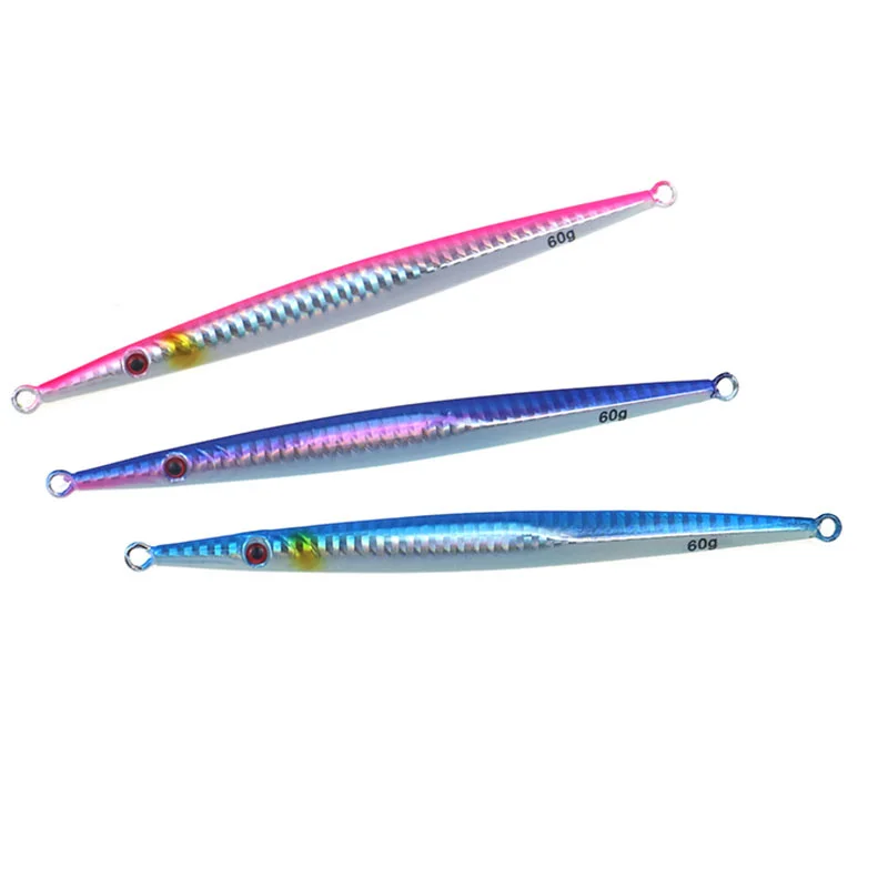 Cebo de pesca de plantilla de Metal, señuelos de plantilla de caída lenta, cebo duro Artificial, jingging, aparejos de pesca de mar, 60g, 80g - imagen 3