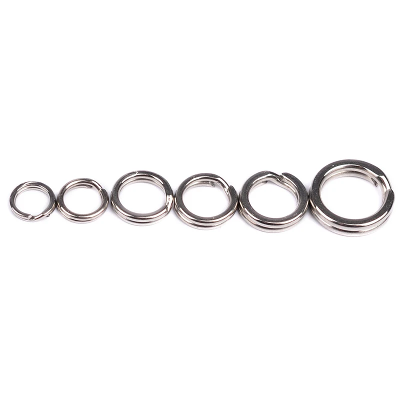 100 Uds 3,5-12mm anillos divididos de Pesca plata acero inoxidable alta calidad fortalecer doble círculo redondo Snap accesorios de Pesca - imagen 2