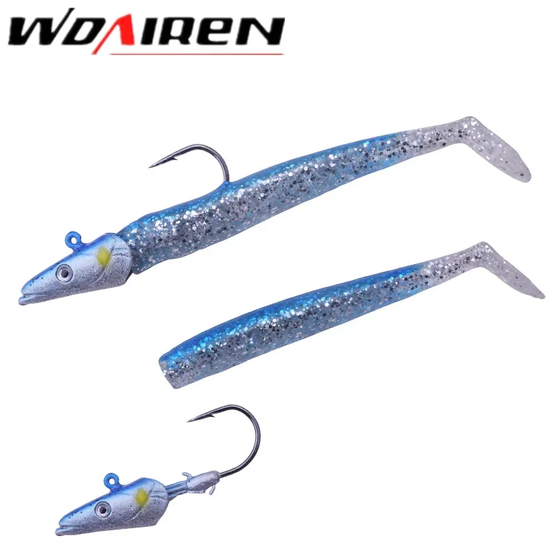 1 unidad de anzuelo con cabeza de anzuelo, señuelo de Pesca de 11,5 cm y 22g, cebo suave de silicona para Pesca en el mar, cebo de goma Artificial, aparejos de Pesca para lubina - imagen 2