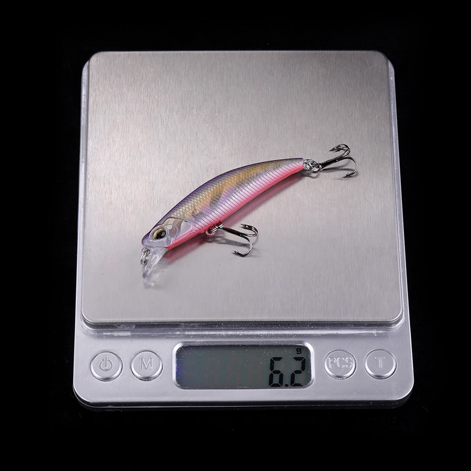 WALK FISH-señuelo de pececillo para Pesca, señuelo de trucha de plástico duro, Wobbler, accesorios de aparejos de Pesca, 1 piezas, 65mm, 6,2g, ojos 3D que se hunden - imagen 3