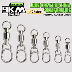 Conector giratorio de pesca de 9KM, 10 Uds., giratorios de pesca de acero inoxidable, rodamiento de bolas, Clip rápido, aparejos de pesca