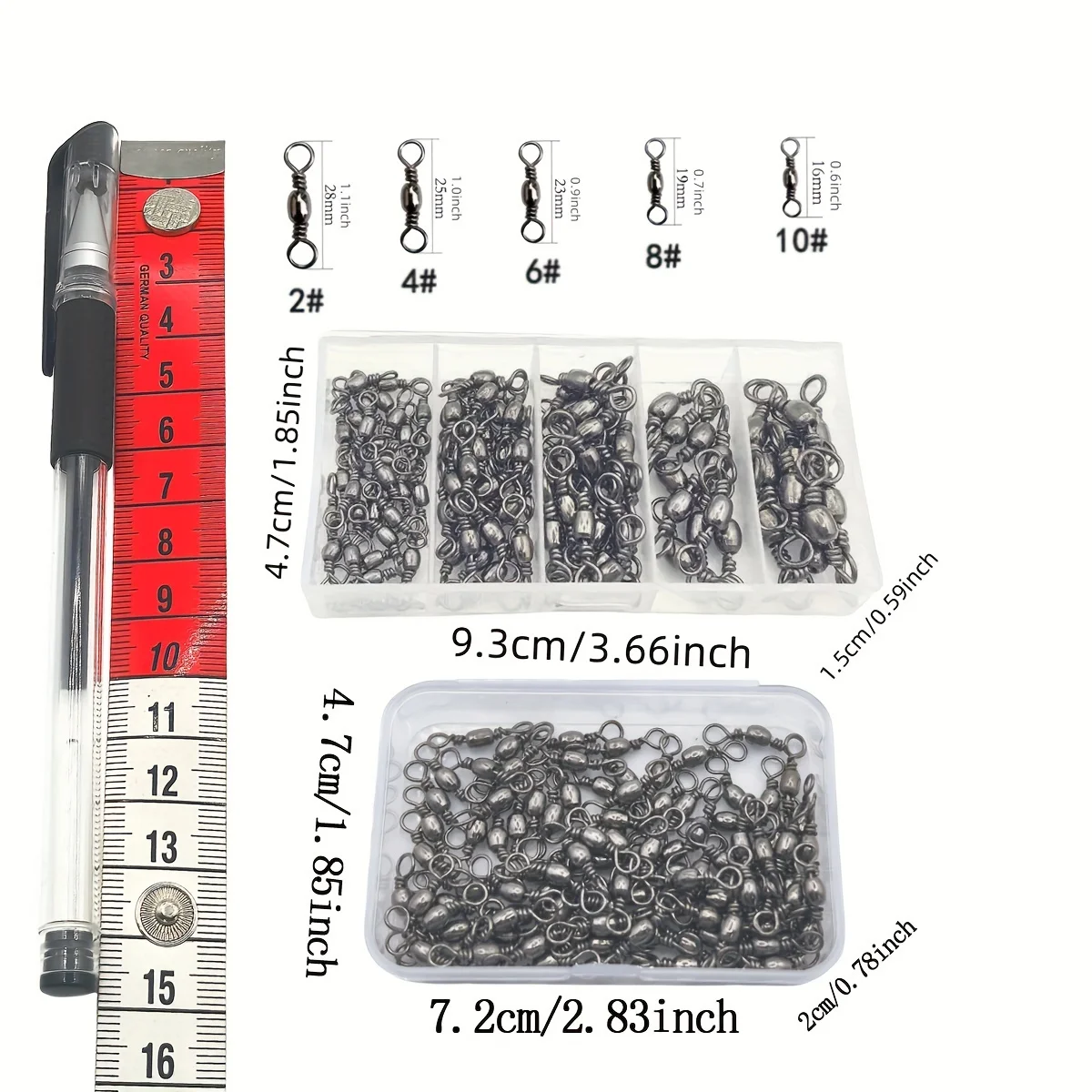 Giratorio de pesca, 100 piezas, conector de sedal de pesca giratorio de acero al carbono, anillo sólido micro giratorio, equipo de pesca - imagen 5